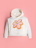 Cherry Crumble Girls Cream Regular Length Day Wear Applique With Embroidery Solid Sweatshirt Set