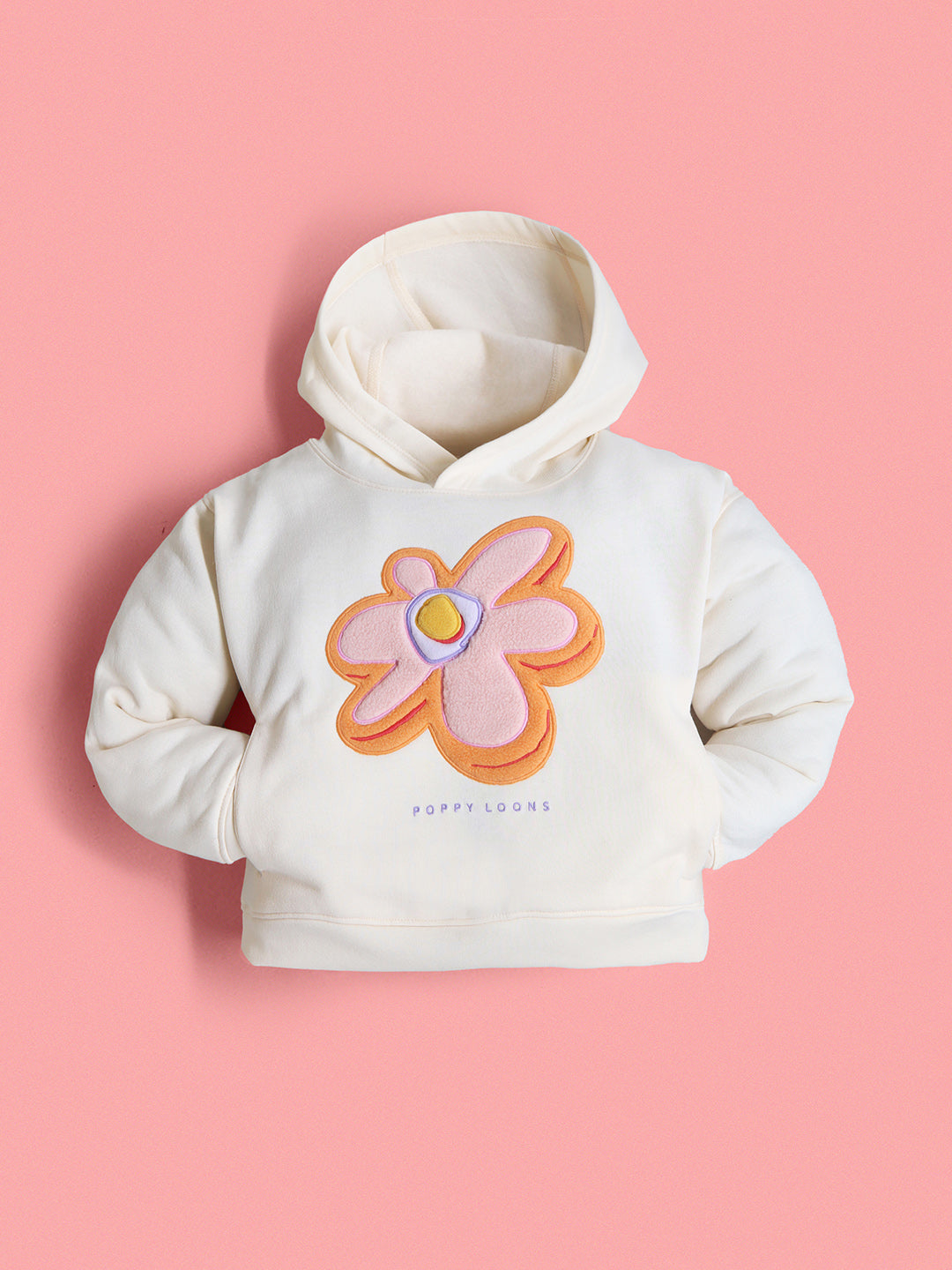 Cherry Crumble Cream Solid Applique Embroidered Sweet Classic Winter Sweatshirt Set