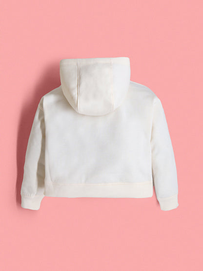 Cherry Crumble Cream Solid Applique Embroidered Sweet Classic Winter Sweatshirt Set