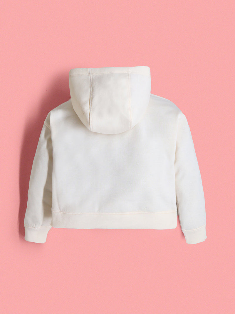 Cozy Soft Cream Embroidered Sweatshirt Set