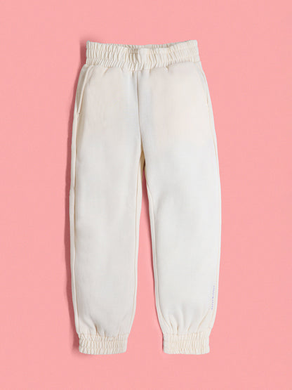 Cherry Crumble Cream Solid Applique Embroidered Sweet Classic Winter Sweatshirt Set