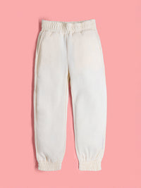 Cozy Soft Cream Embroidered Sweatshirt Set