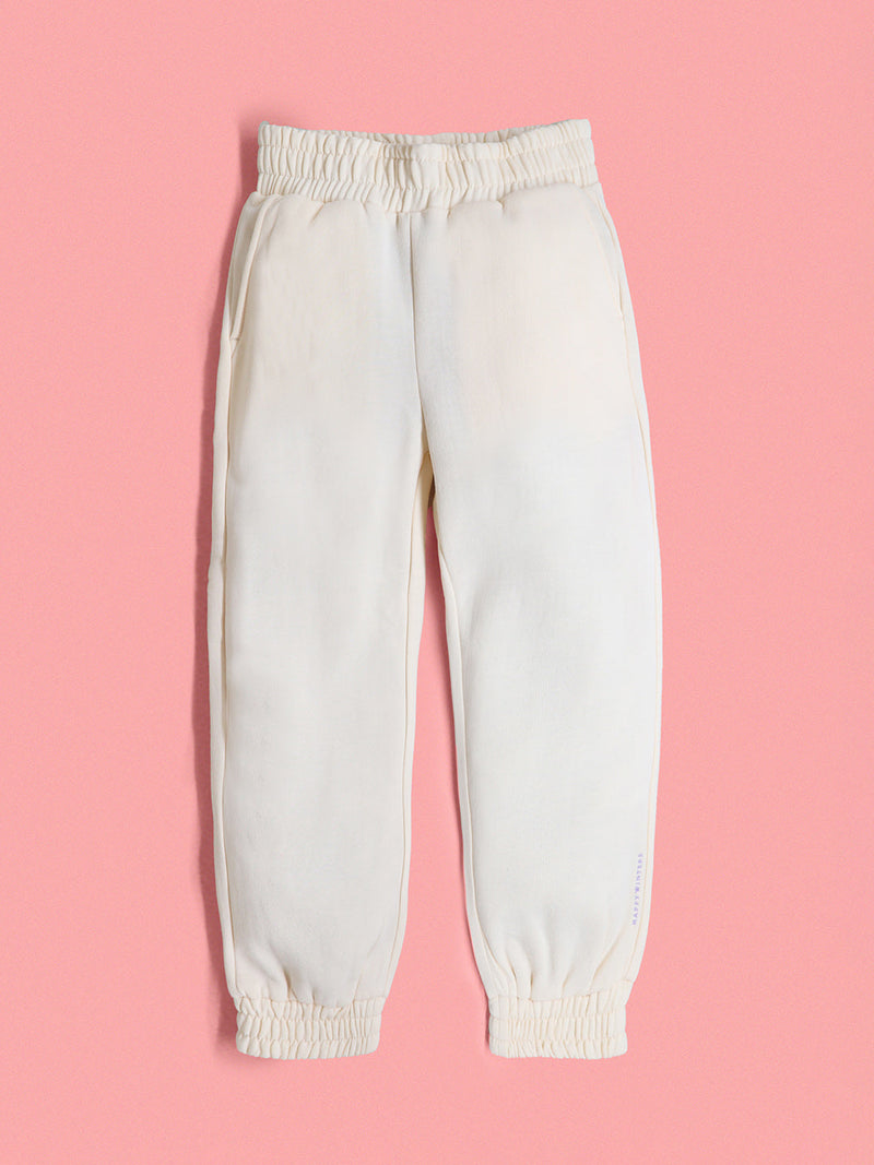 Cozy Soft Cream Embroidered Sweatshirt Set