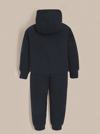 Cherry Crumble Black Solid Applique Embroidered Cozy Sweatshirt Set