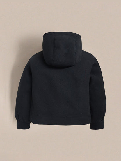 Cherry Crumble Black Solid Applique Embroidered Cozy Sweatshirt Set