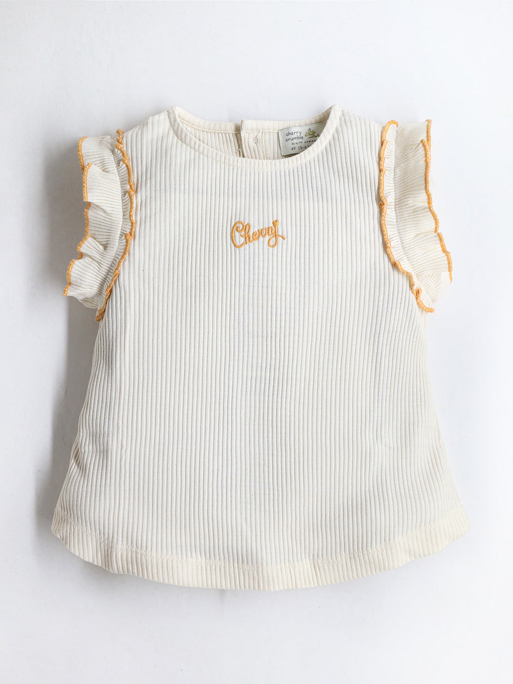 Cherry Crumble Cream & Orange Rib Gingham Embroidered Snug Set