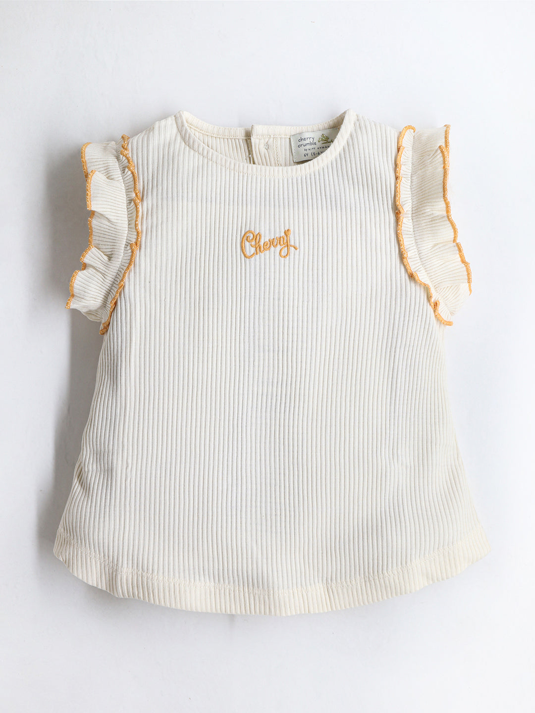 Cherry Crumble Cream & Orange Rib Gingham Embroidered Snug Set