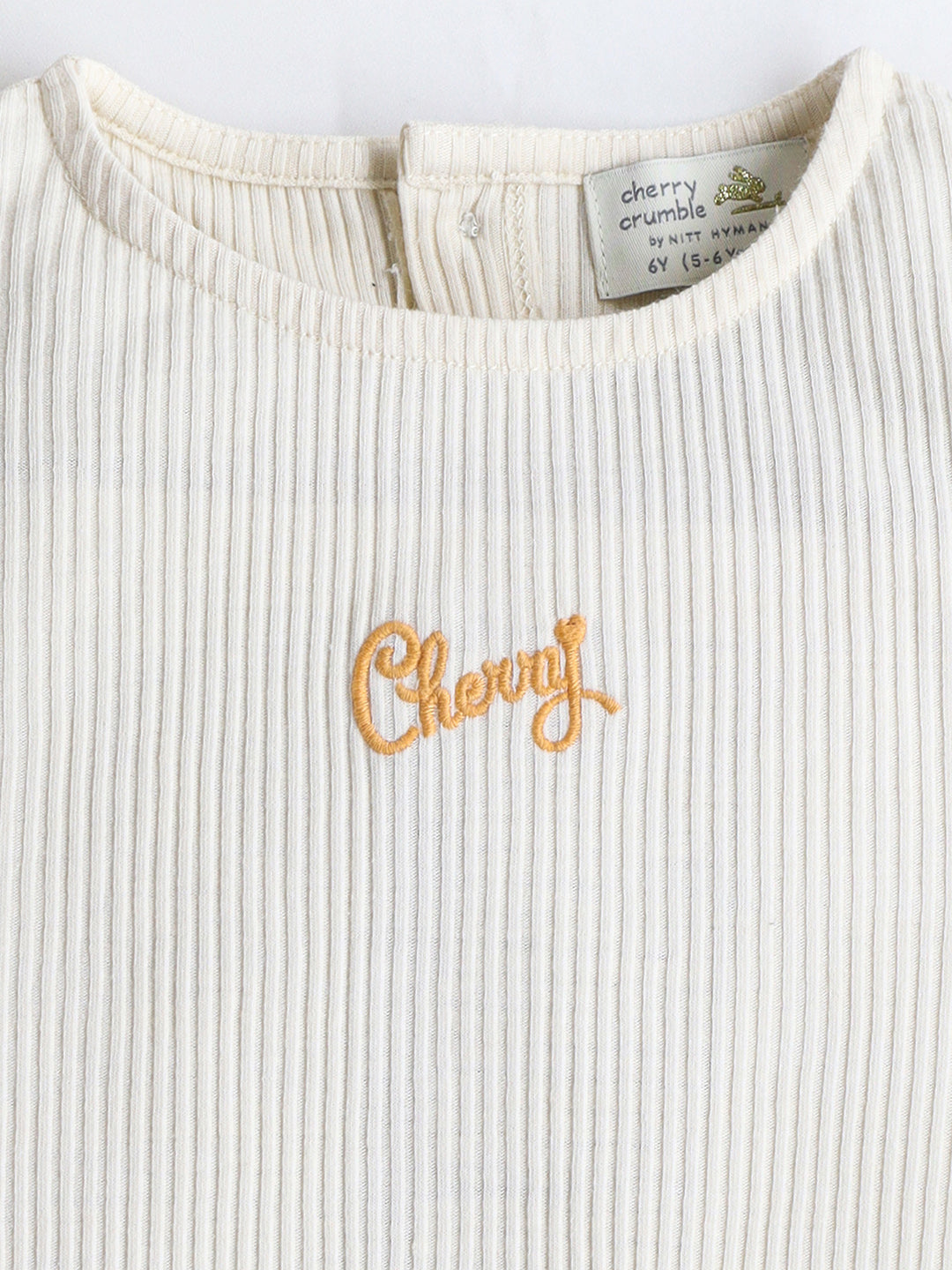 Cherry Crumble Cream & Orange Rib Gingham Embroidered Snug Set