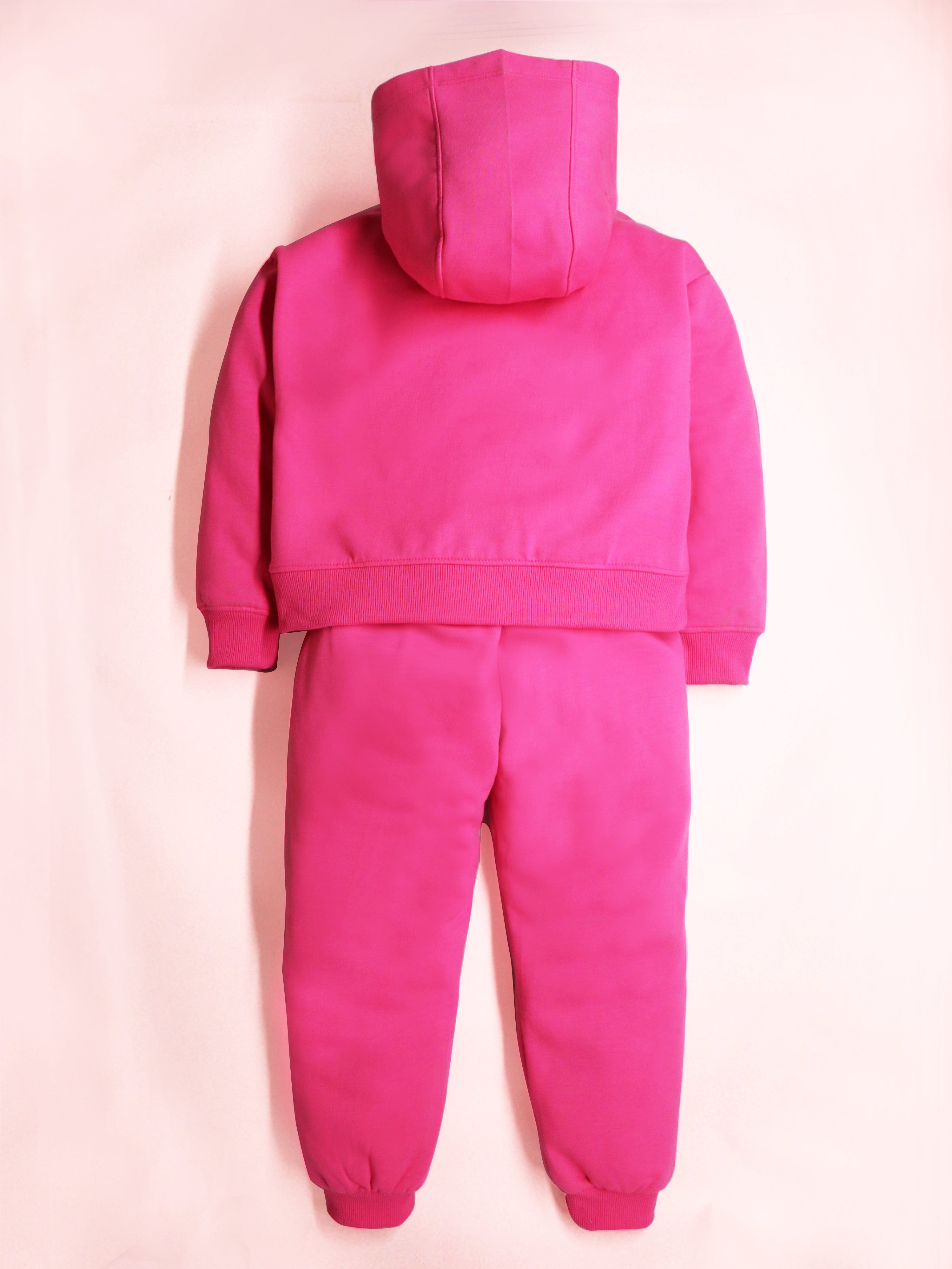 Cherry Crumble Pink Solid Applique Embroidered Sweet Classic Winter Sweatshirt Set