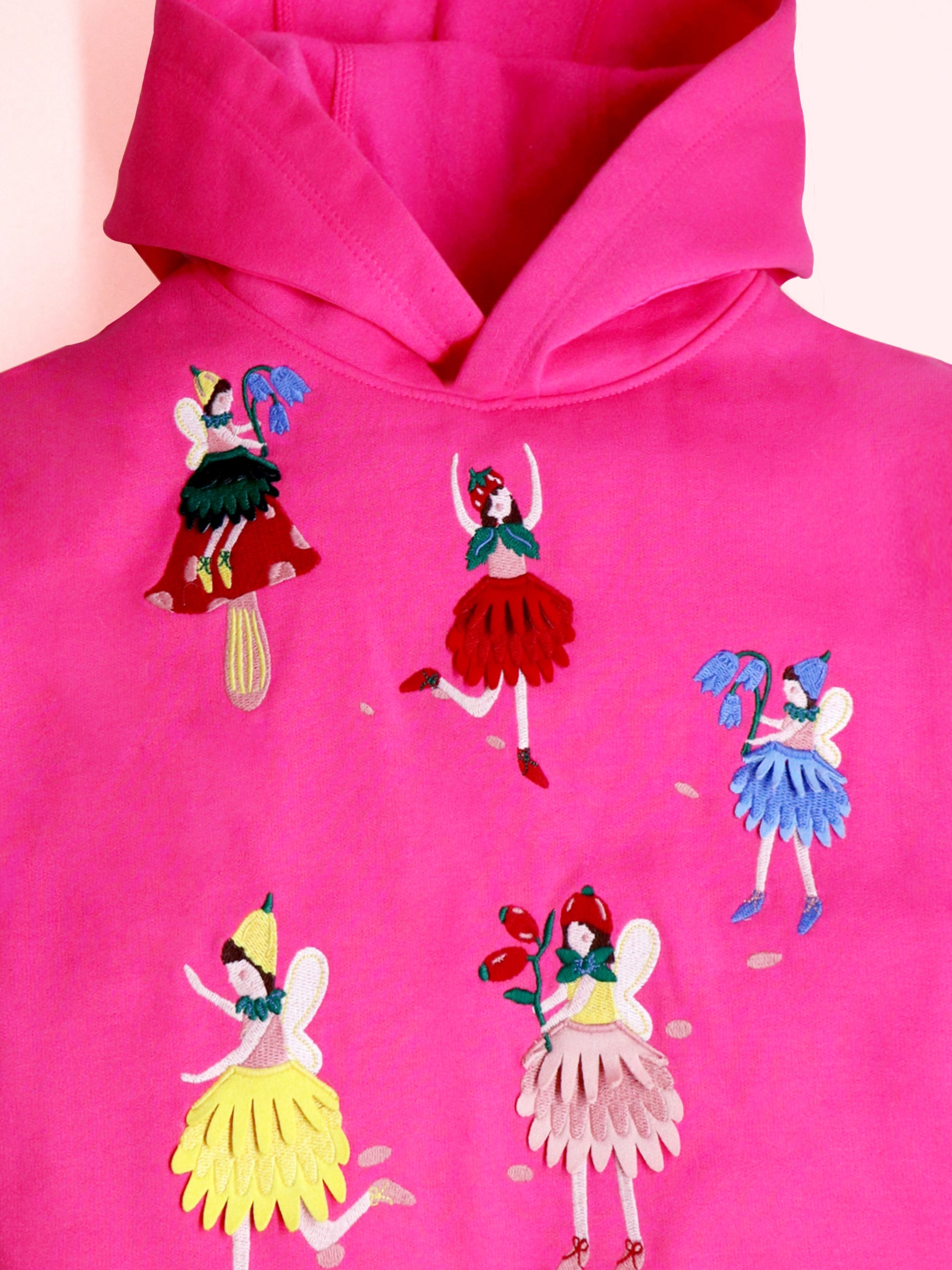 Cherry Crumble Pink Solid Applique Embroidered Sweet Classic Winter Sweatshirt Set