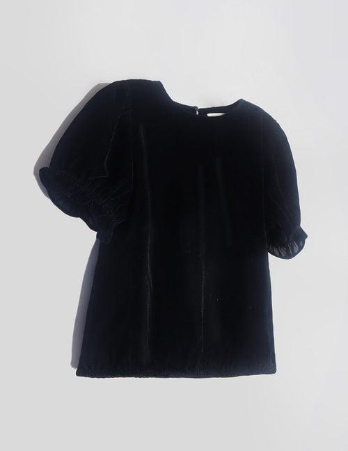 Cherry Crumble Black Solid Velvet Playful Smart Top