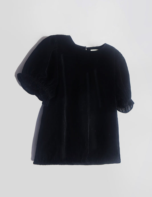 Cherry Crumble Black Solid Velvet Playful Smart Top