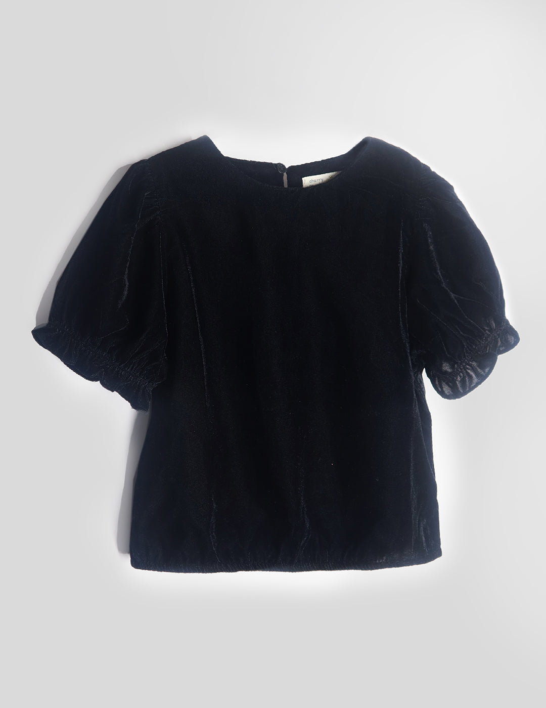 Cherry Crumble Black Solid Velvet Playful Smart Top