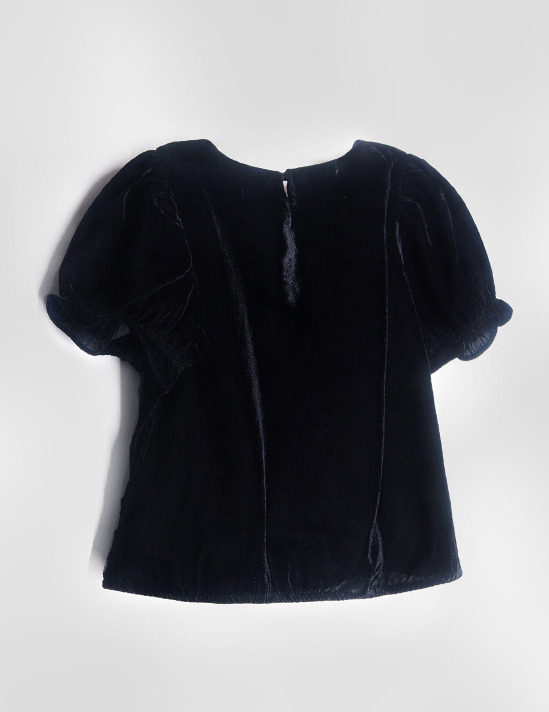 Cherry Crumble Black Solid Velvet Playful Smart Top
