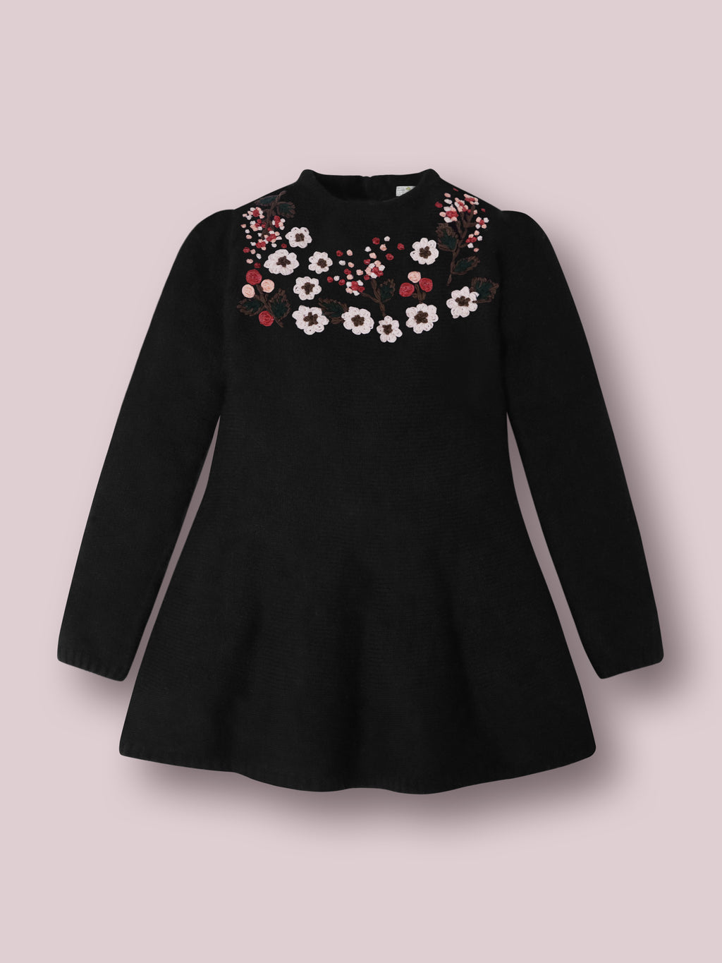 Black Embroidered Winter Dress