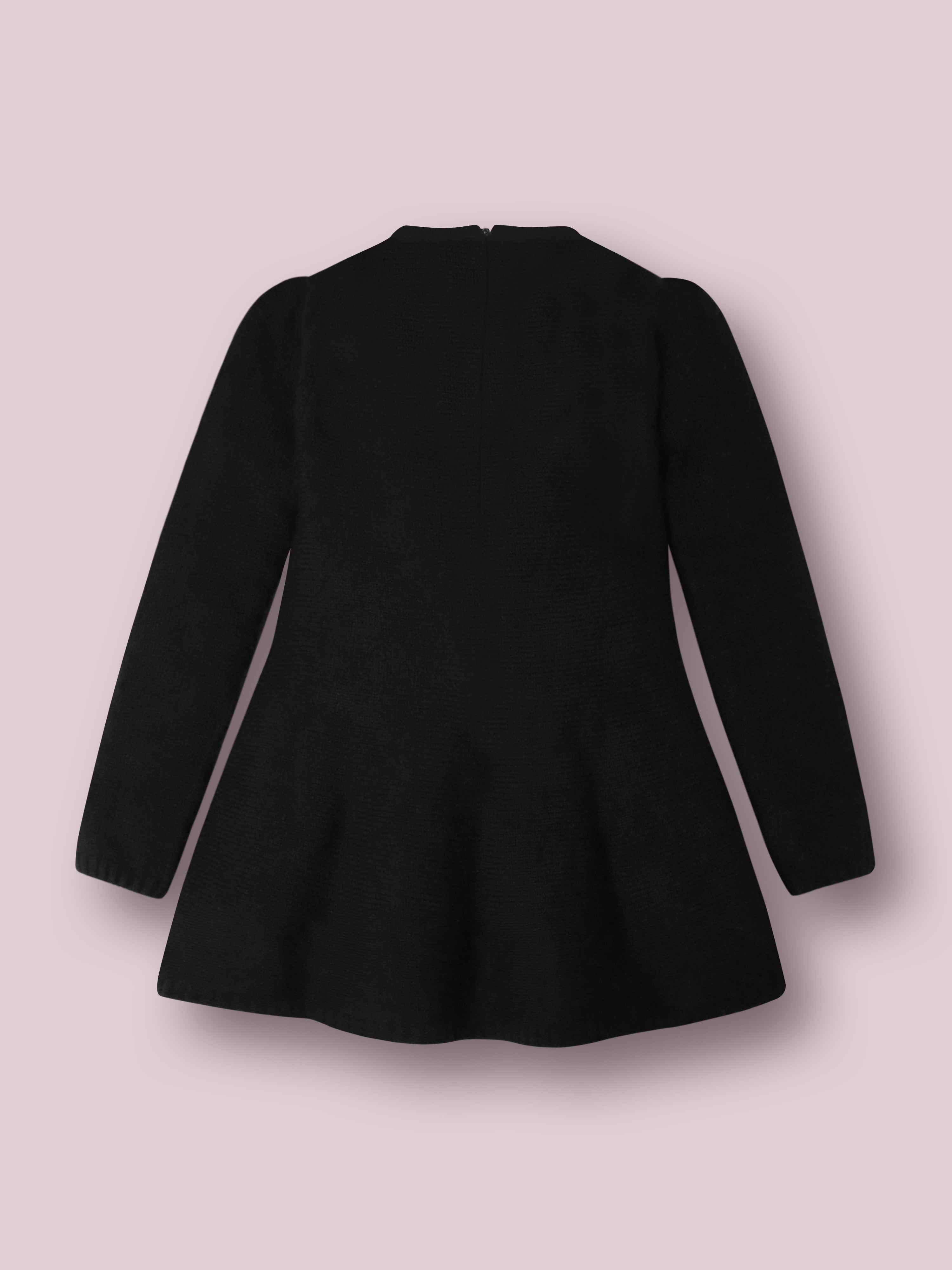 Black Embroidered Winter Dress