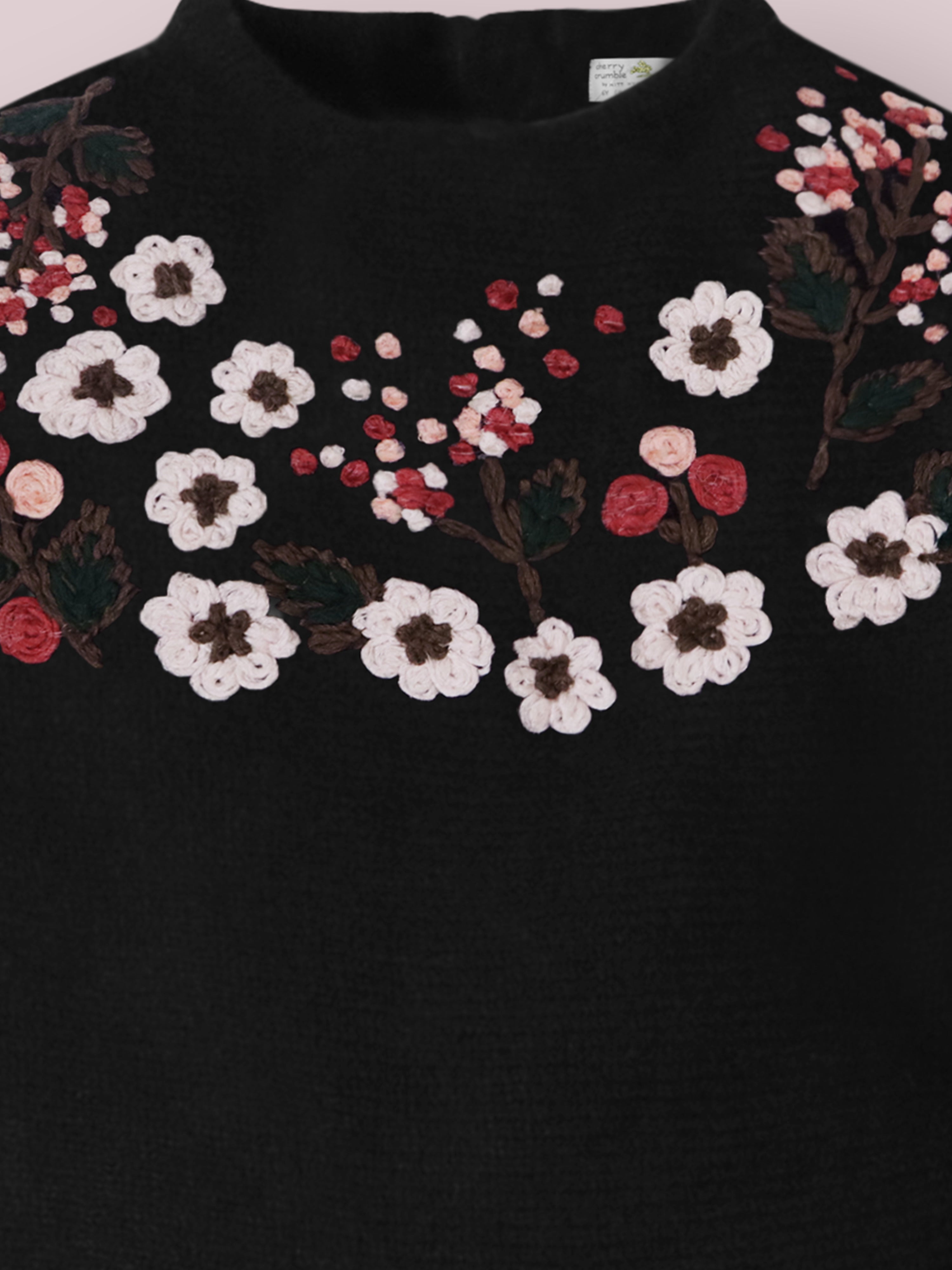 Black Embroidered Winter Dress