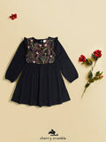 Cherry Crumble Black Embroidered Cute Smart Dress