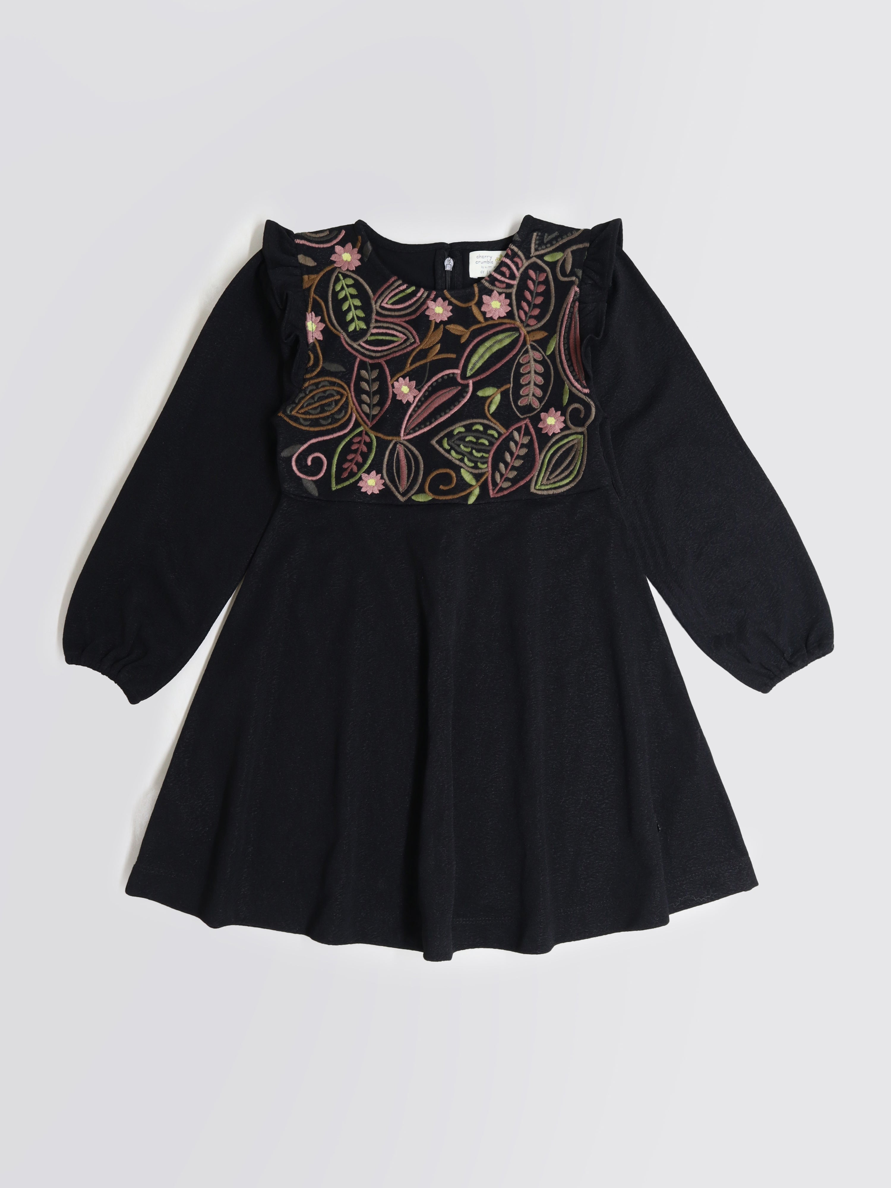 Cherry Crumble Black Embroidered Cute Smart Dress