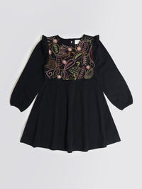 Black Embroidered Cute Smart Dress
