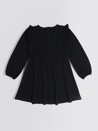 Black Embroidered Cute Smart Dress
