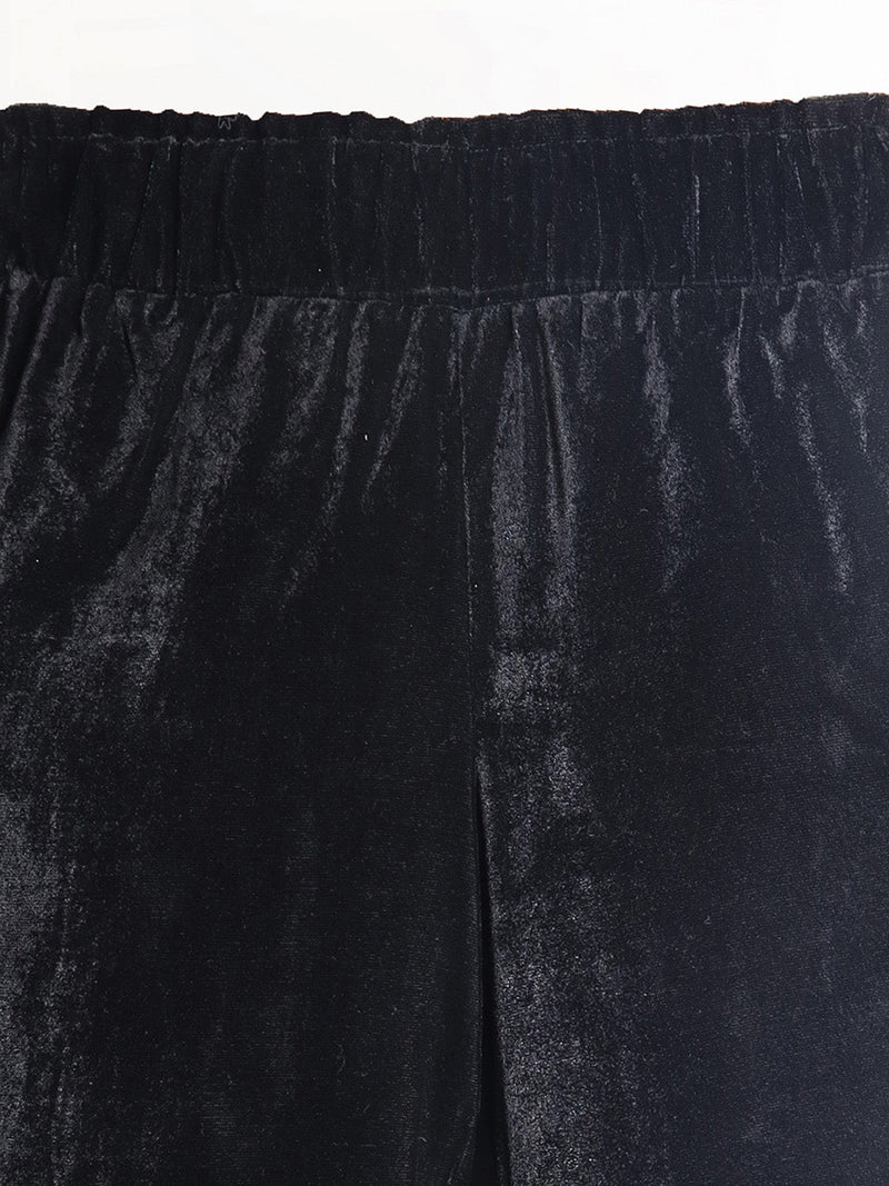 Black Velvet Snuggle-Trendy Winter Track Pants