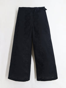 Cherry Crumble Girls Black Schiffli Embroidery Trouser