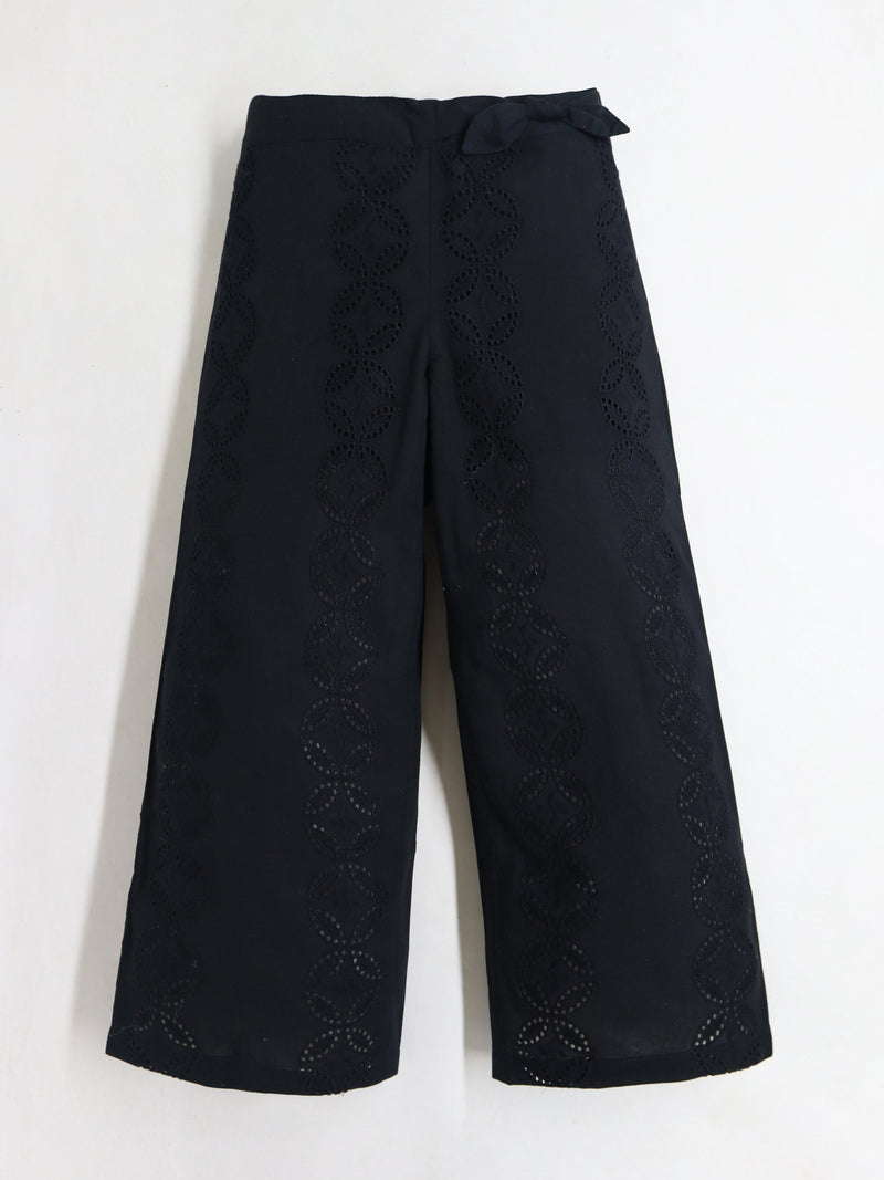 Girls Black Playful-Classic Summer Track Pants