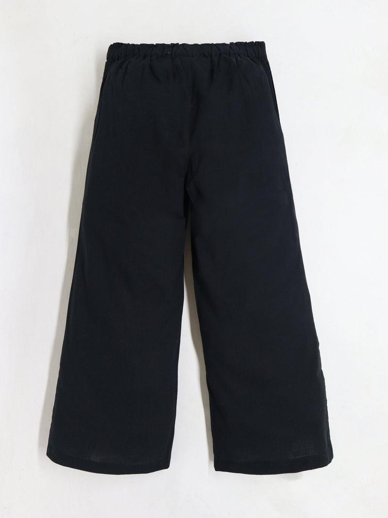 Girls Black Playful-Classic Summer Track Pants
