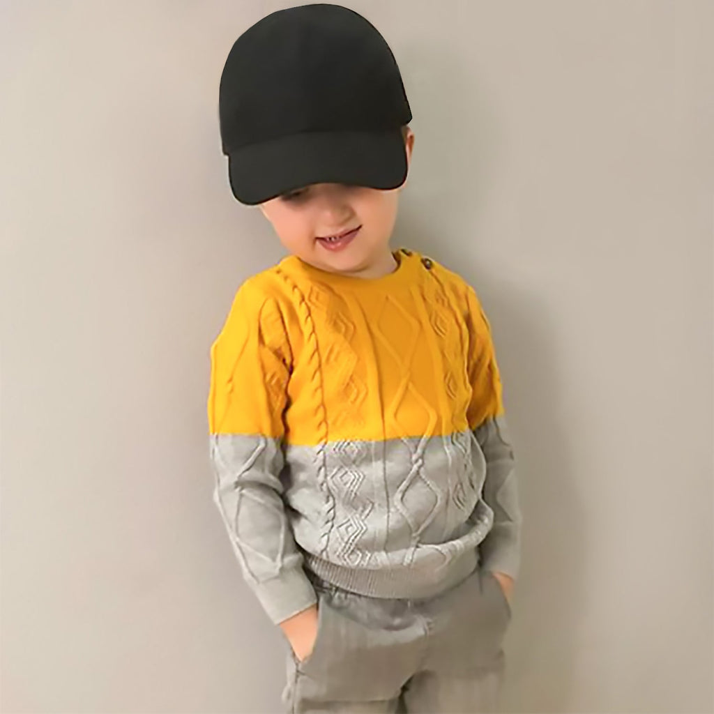 Cherry Crumble Mustard Grey Cable Knit Snug Elegant Winter Sweater