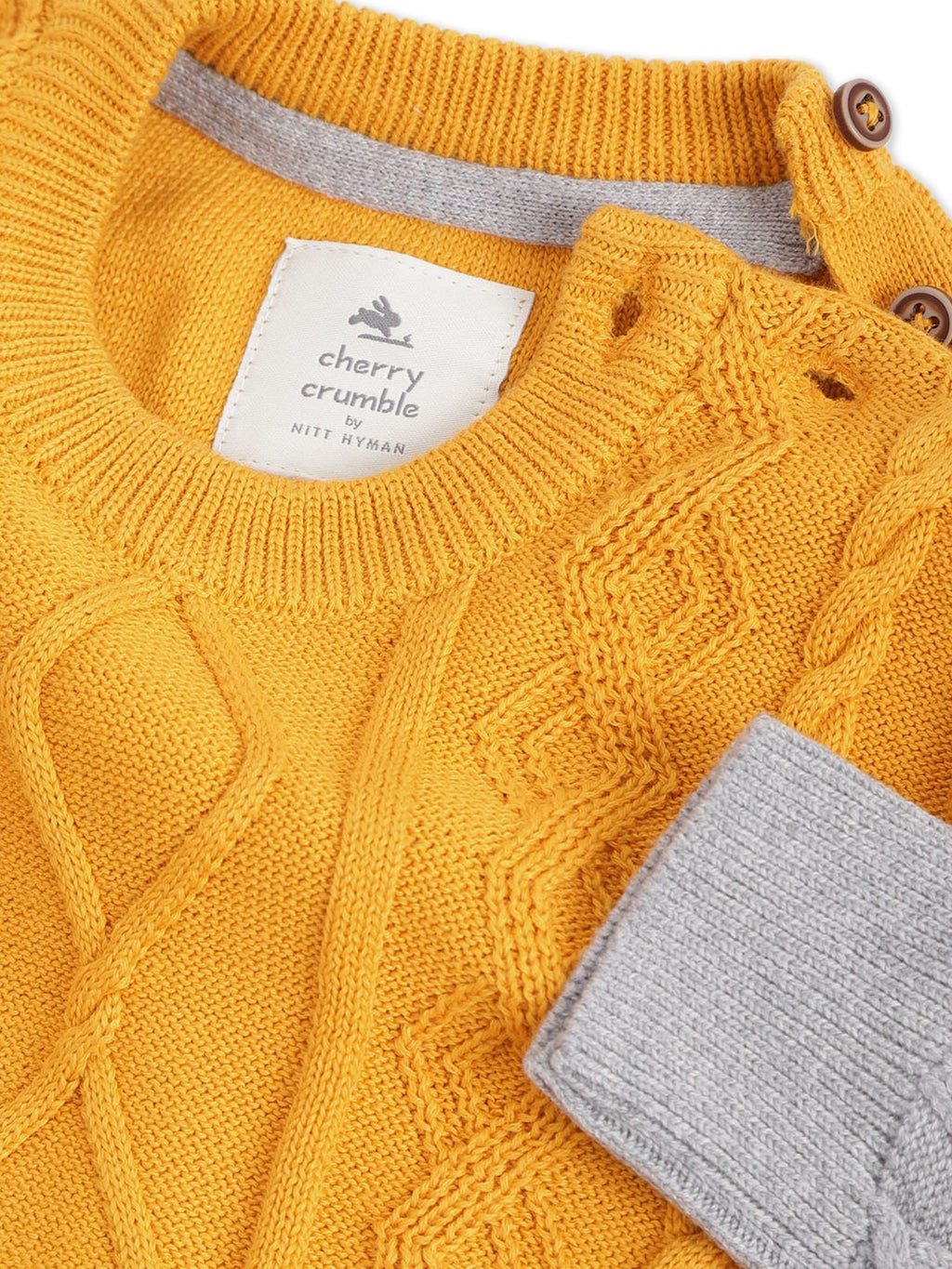 Cherry Crumble Mustard Grey Cable Knit Snug Elegant Winter Sweater