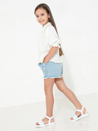 White Embroidered Trendy Smart Winter Top