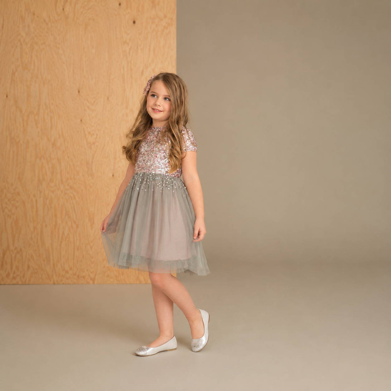 Grey Sequined Lovely Smart Partywear Dress