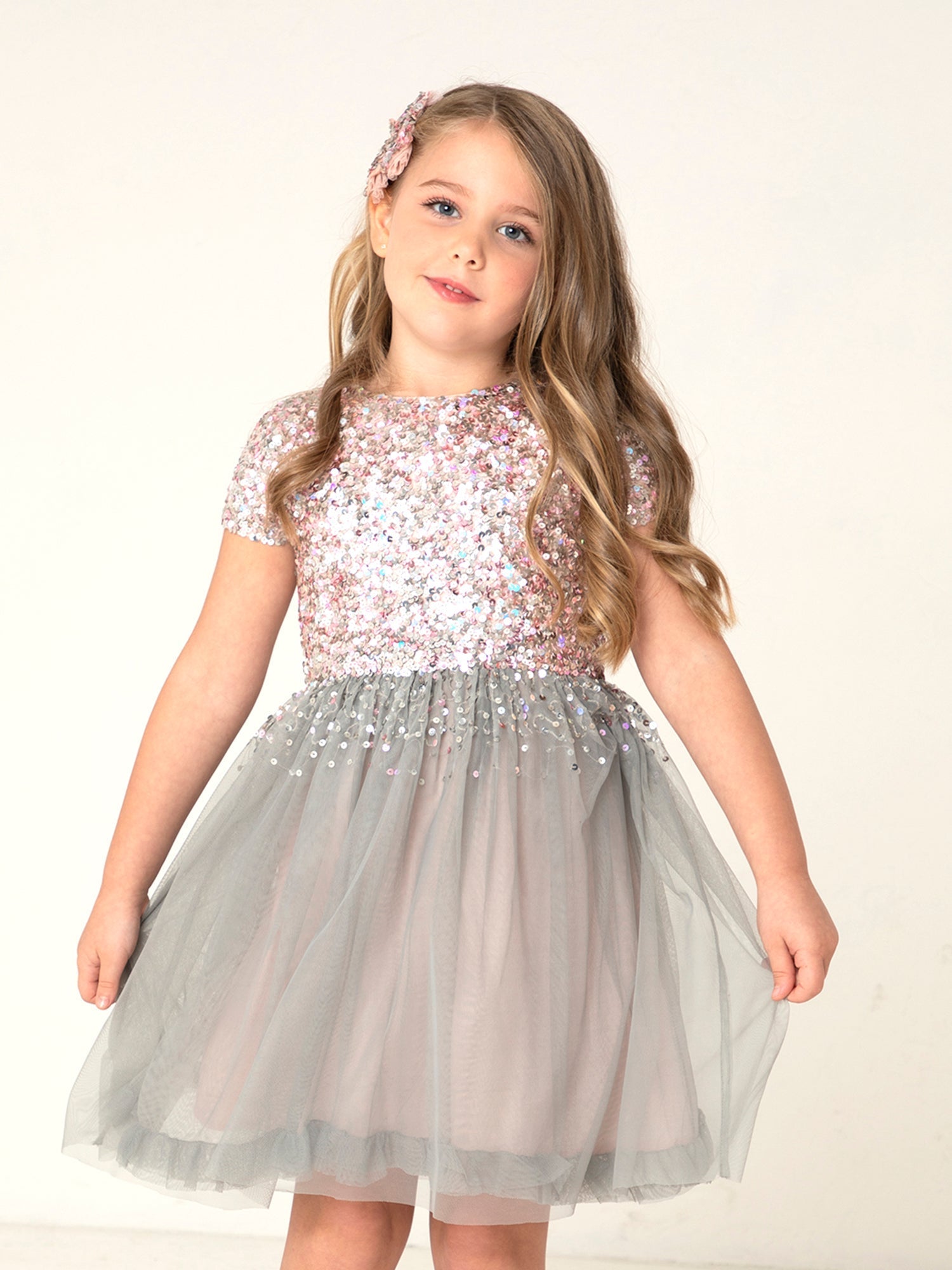 Cherry Crumble Grey Sequined Lovely Smart Dress