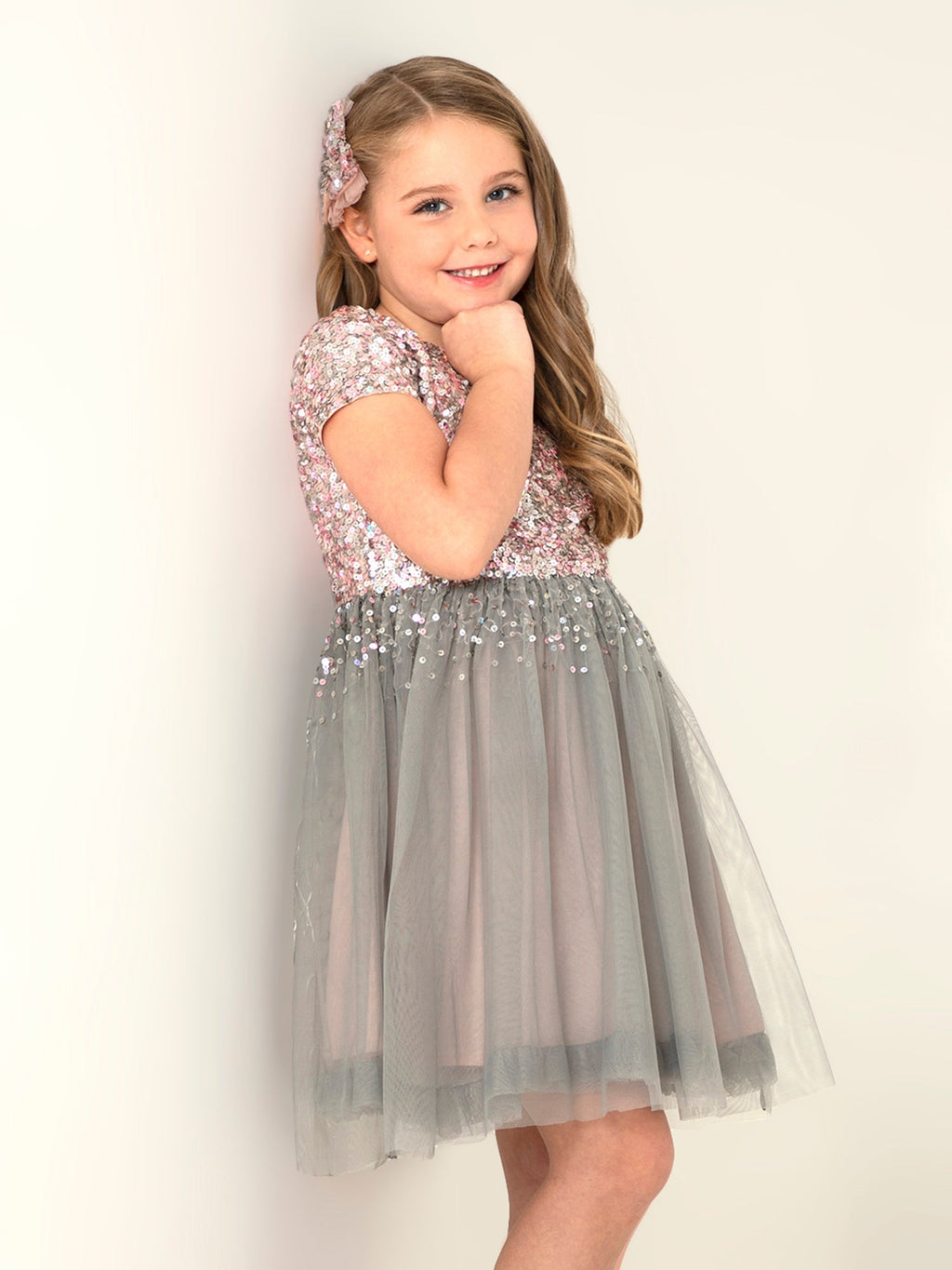 Cherry Crumble Grey Sequined Lovely Smart Dress