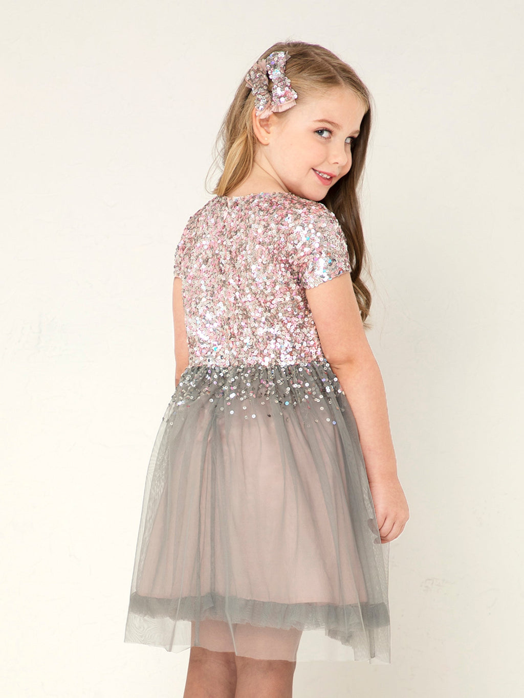 Cherry Crumble Grey Sequined Lovely Smart Dress