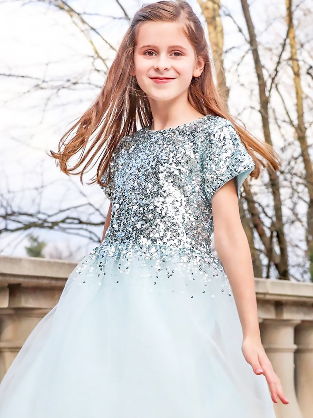 Cherry Crumble Sky Blue Sequined Cute Smart Dress