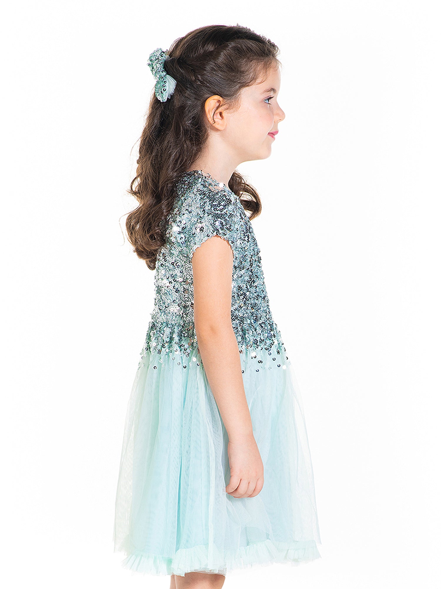 Cherry Crumble Sky Blue Sequined Cute Smart Dress