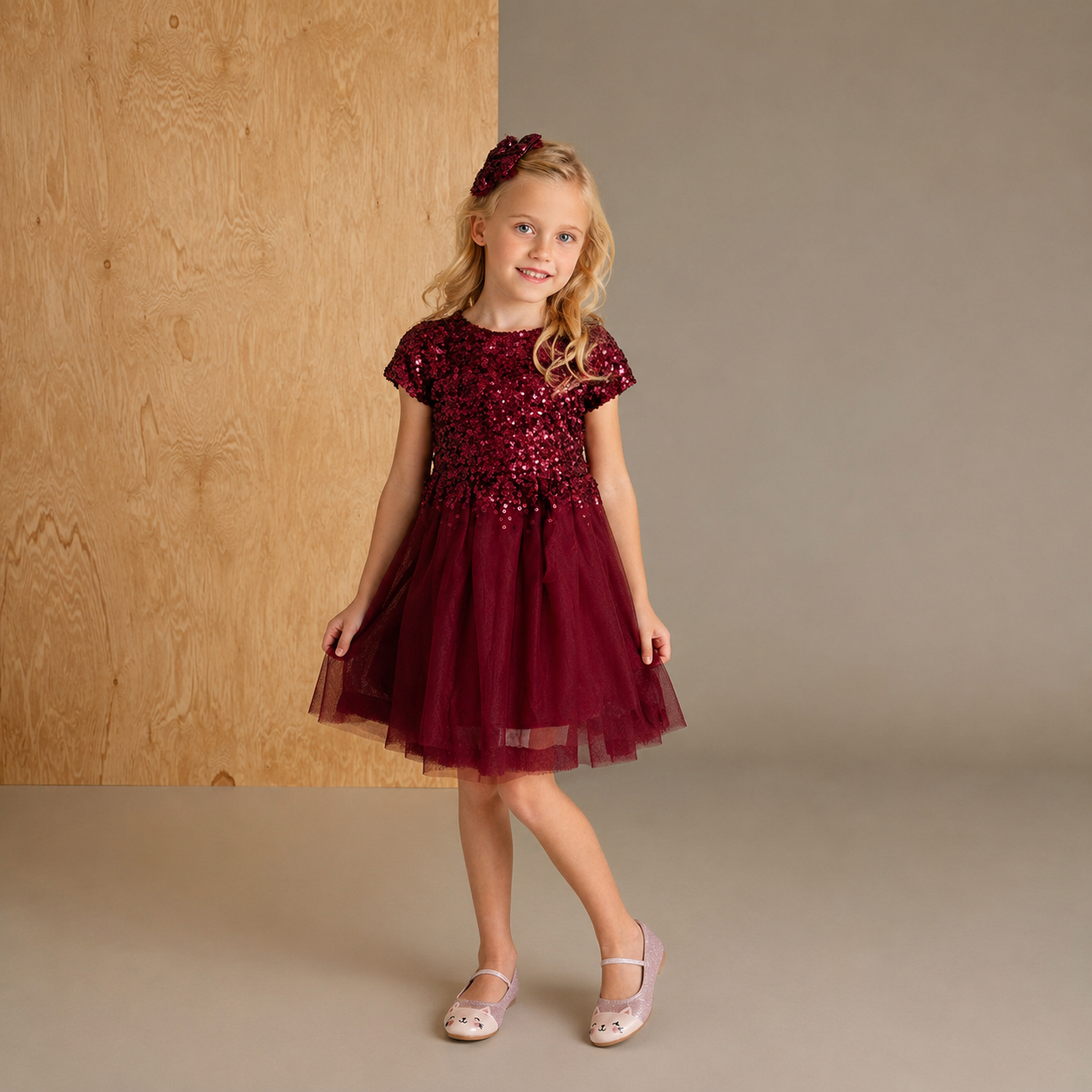 Maroon Sequined Snug Elegant Partywear Dress