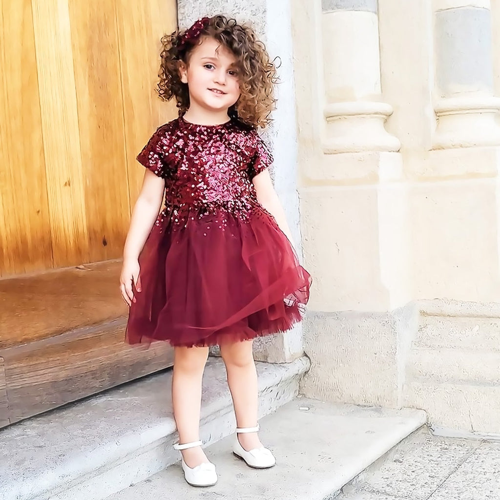 Cherry Crumble Sequined Snug Elegant Winter Dress