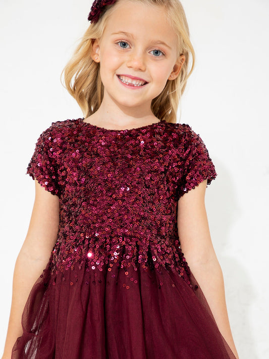 Cherry Crumble Sequined Snug Elegant Winter Dress