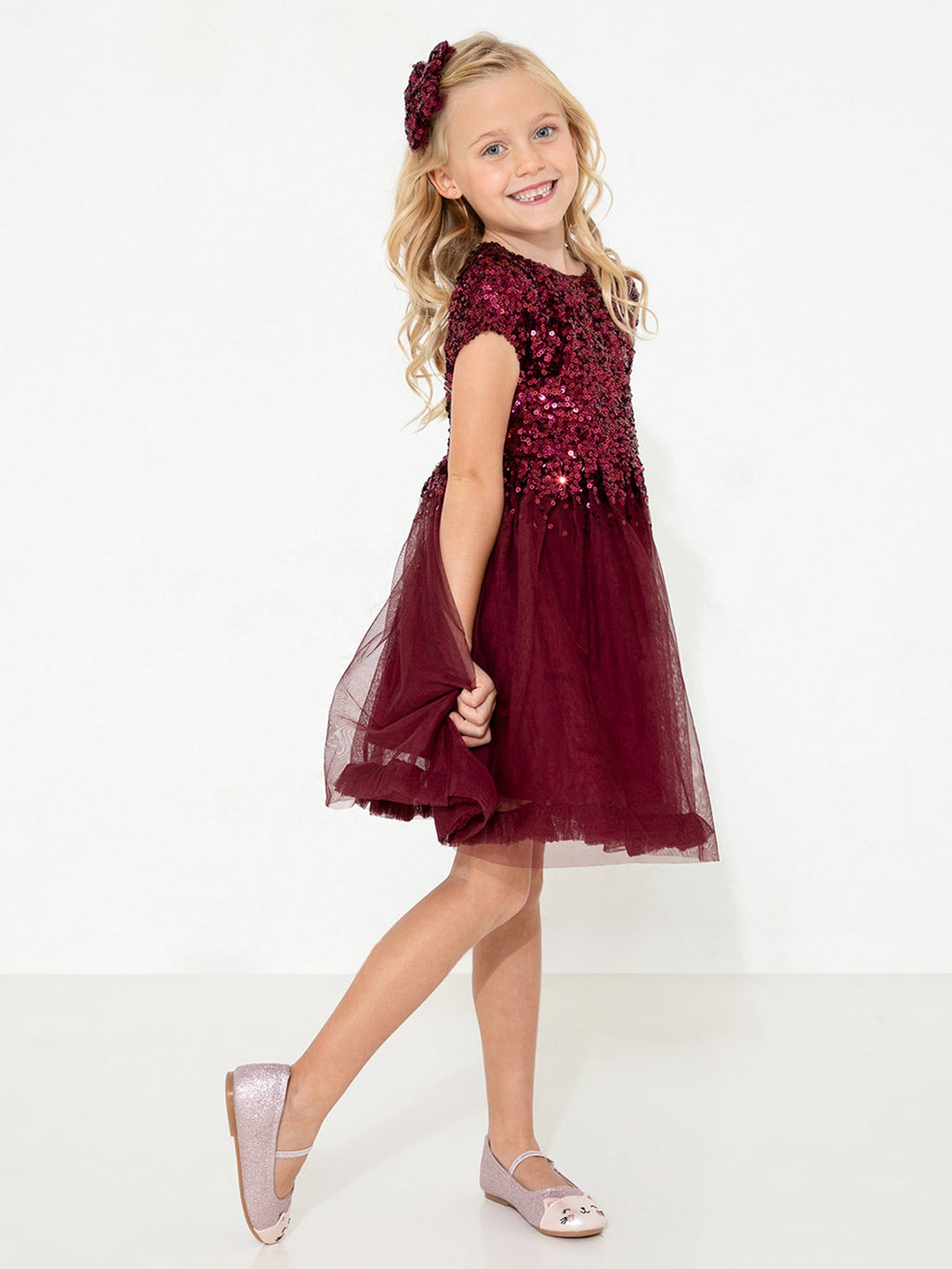 Cherry Crumble Sequined Snug Elegant Winter Dress