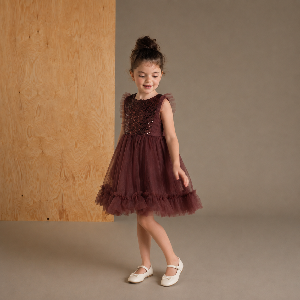 Brown Solid Lovely Smart Dress
