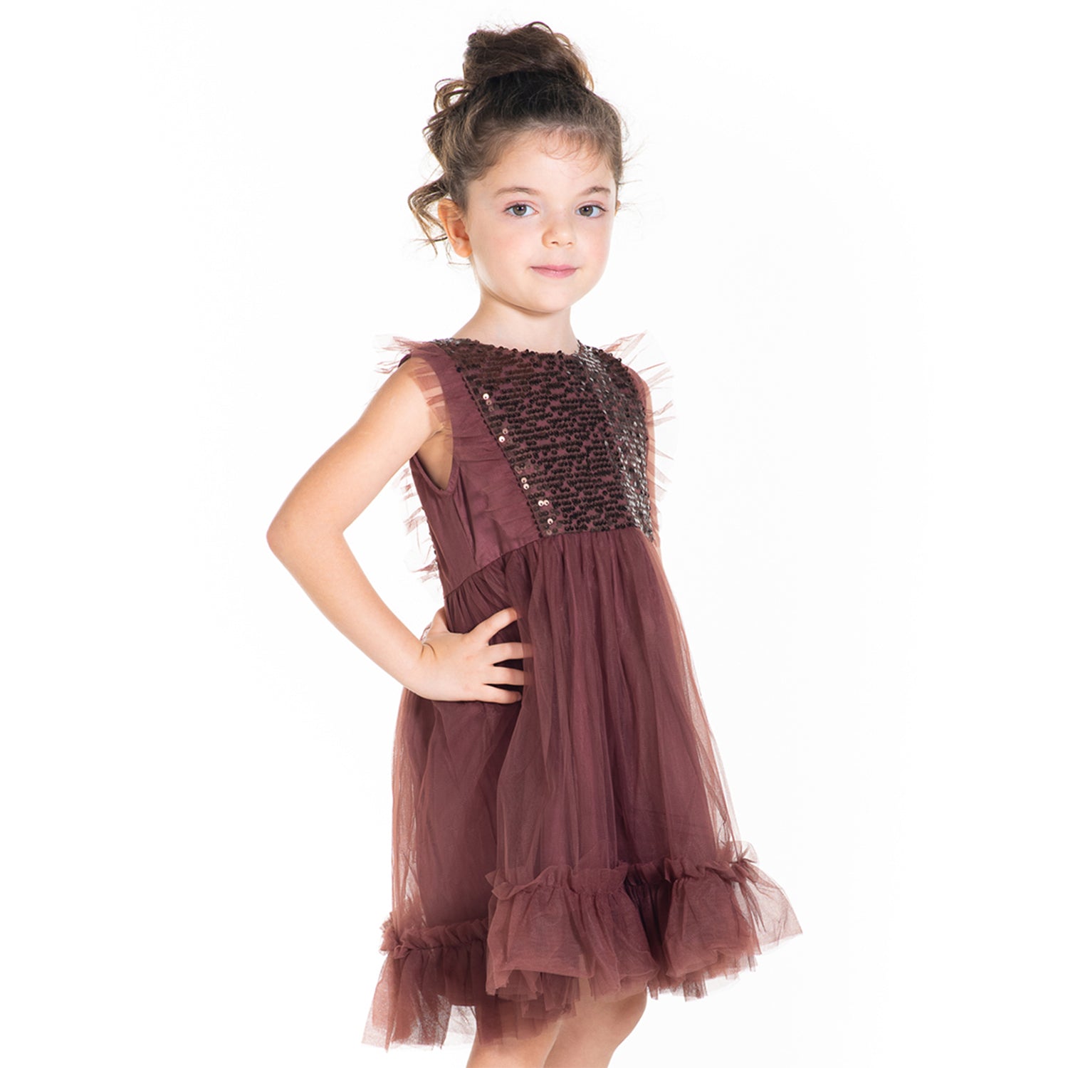 Cherry Crumble Brown Solid Lovely Smart Dress