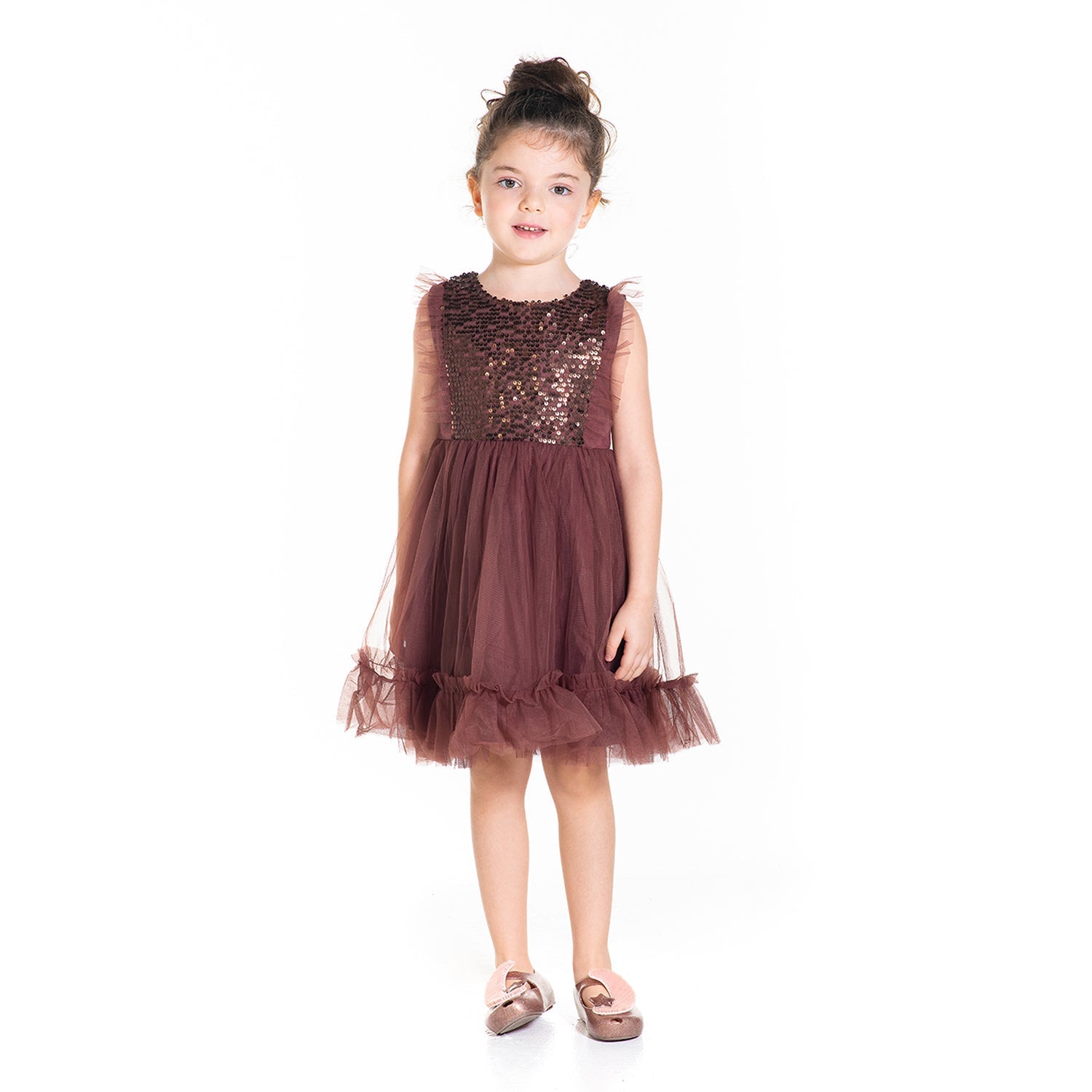 Cherry Crumble Brown Solid Lovely Smart Dress
