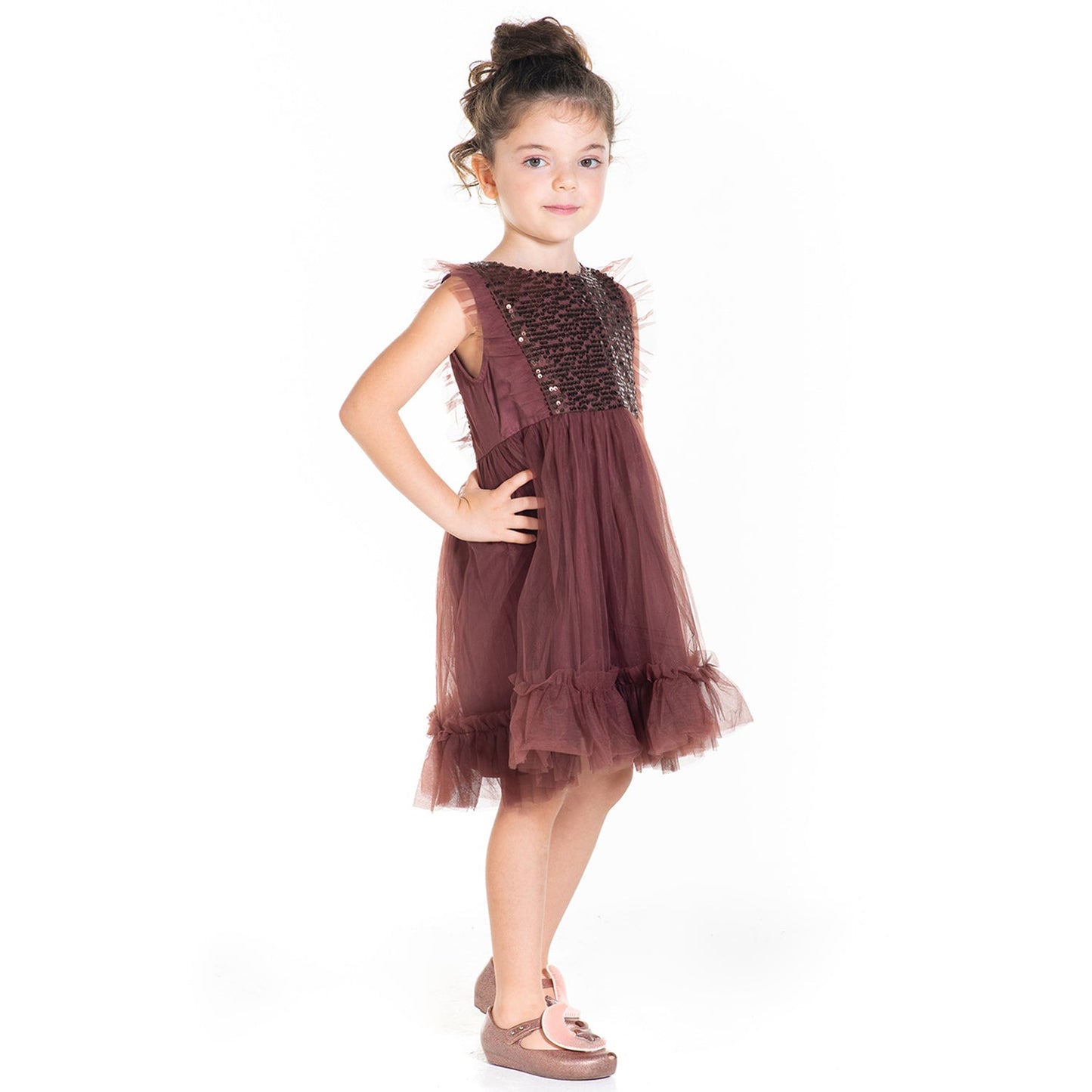 Cherry Crumble Brown Solid Lovely Smart Dress