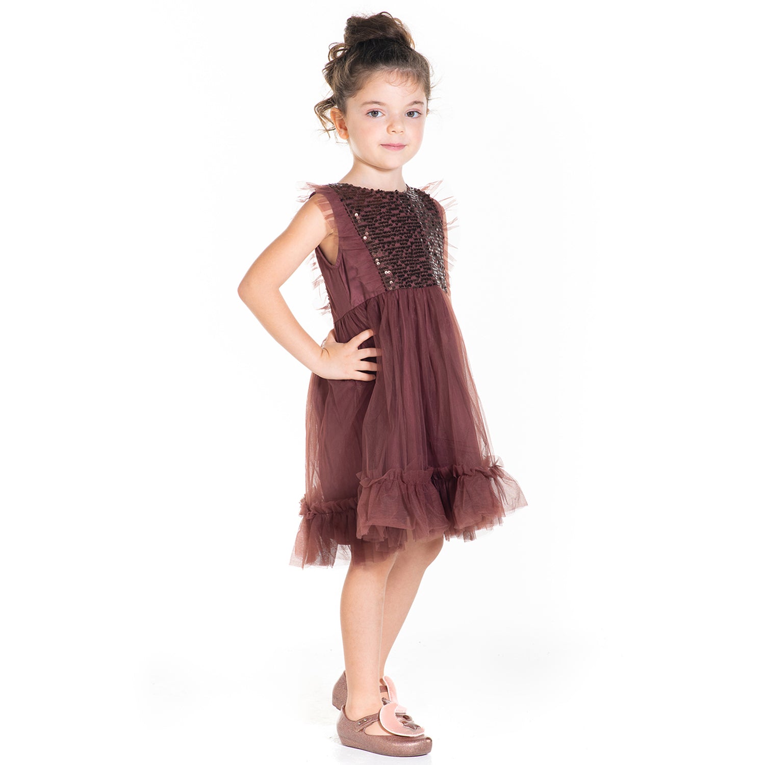 Cherry Crumble Brown Solid Lovely Smart Dress