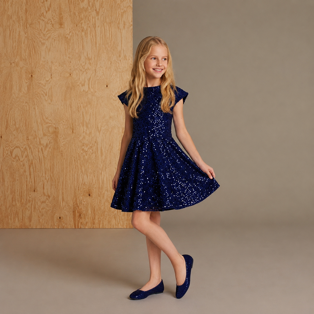 Navy Blue Cozy Graceful Partywear Dress