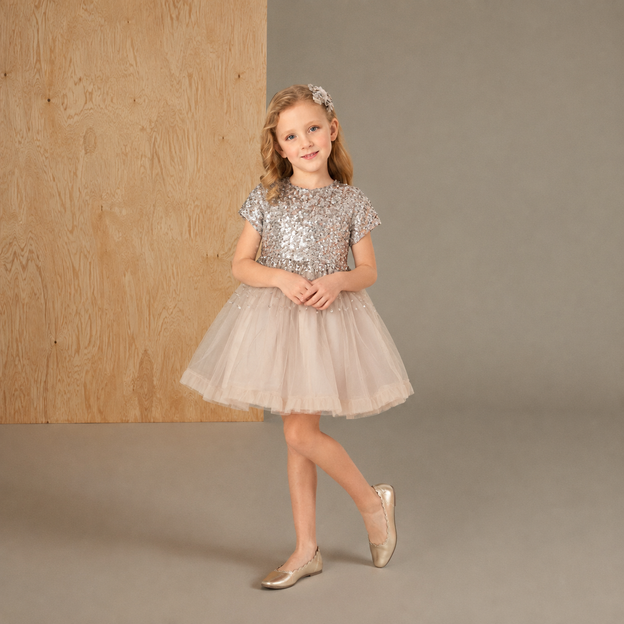 Grey Sequined Trendy Graceful Dress