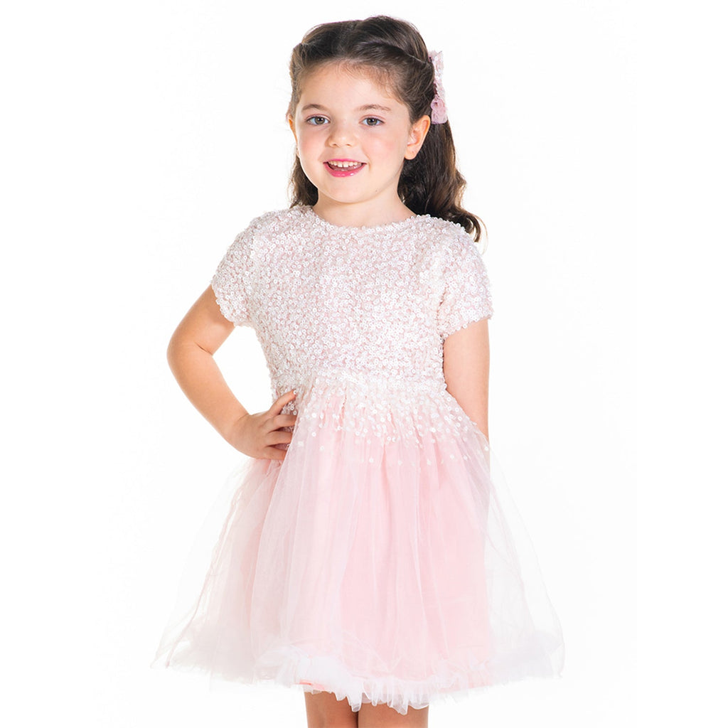 Cherry Crumble Pink Sequined Snug Graceful Dress